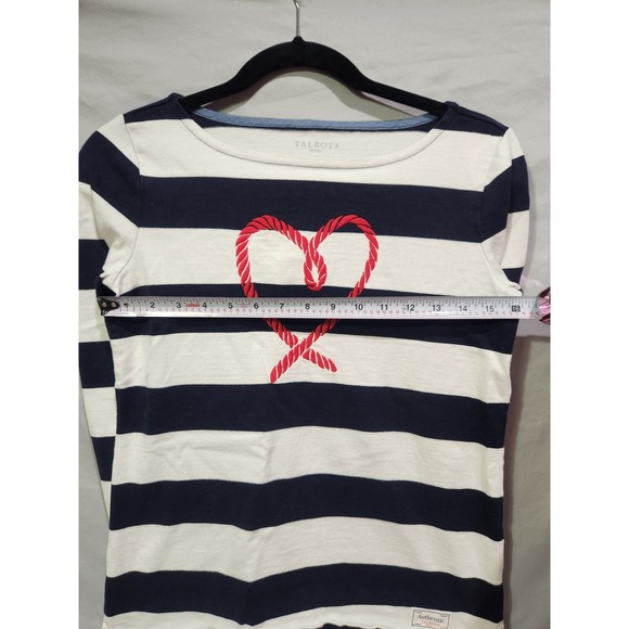 Authentic Talbots Nautical Stripe Rope‎ Heart Valentines Boat Neck Petite - Picture 5 of 6
